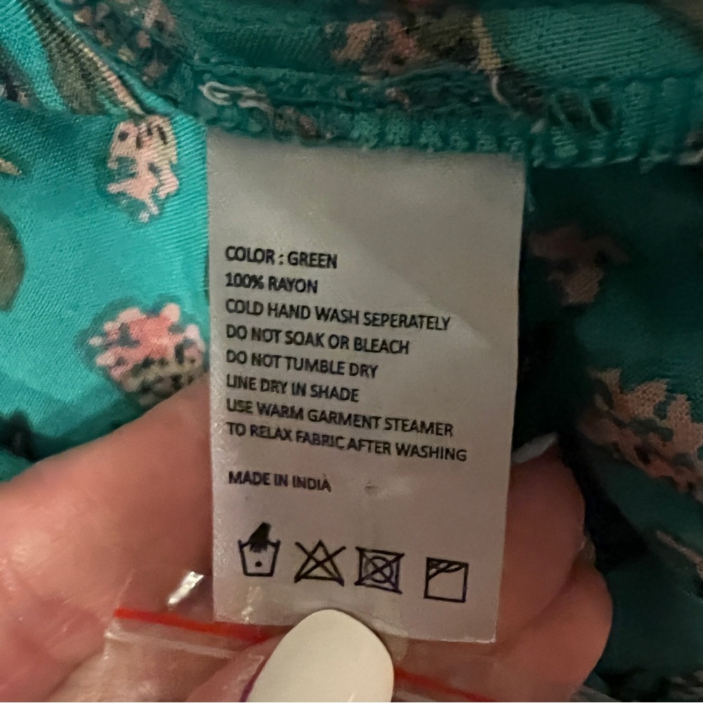 XIX Palms Teal Floral Flowy Puffy Sleeve Boho Dress Medium‎ - Picture 11 of 12
